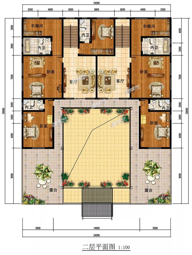 中式四合院別墅設(shè)計圖，建棟好別墅，造福幾代人