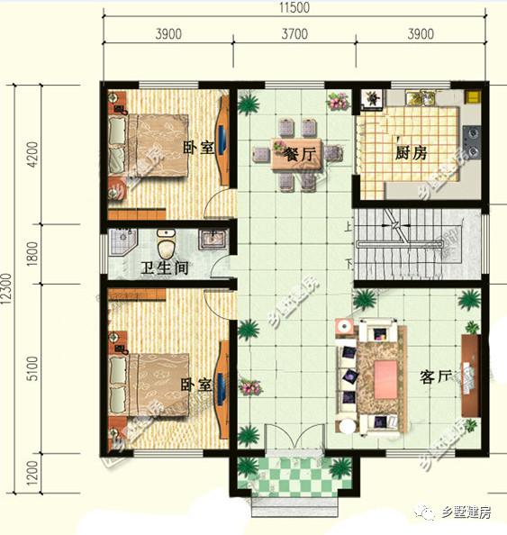 兩款經(jīng)典農(nóng)村別墅設計圖，12x11米，施工難度不大，建成肯定出彩