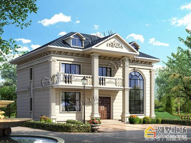 二層簡(jiǎn)歐農(nóng)村別墅設(shè)計(jì)圖，外觀雅致明亮