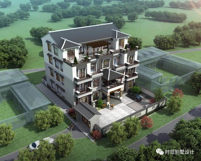 復(fù)式四層雙拼中式別墅，帶旋轉(zhuǎn)樓梯和露臺，是大家庭的最佳選擇