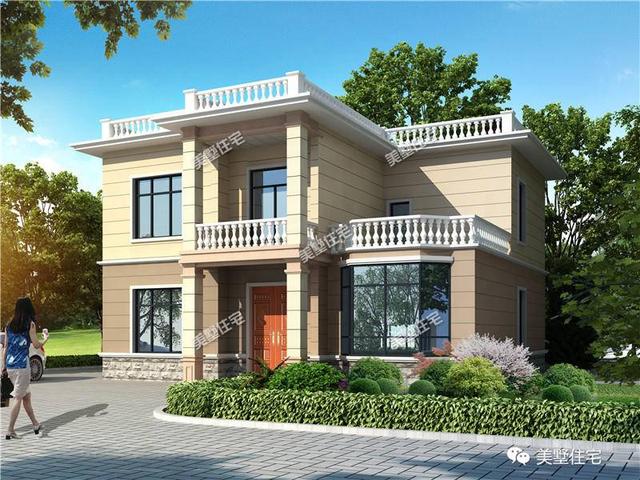 開間11米二層簡歐風(fēng)格別墅設(shè)計圖，造價23萬左右，功能設(shè)計齊全