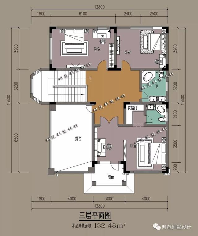 歐式三層復(fù)式別墅設(shè)計(jì)圖，7室3廳，帶大露臺(tái)附裝修效果圖