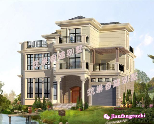 三層復式別墅設計圖，150平2廳7臥磚混結構，帶半旋轉樓梯+車庫+露臺