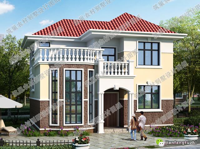 新款二層自建房設計圖紙，10×10米帶挑空客廳造價20萬