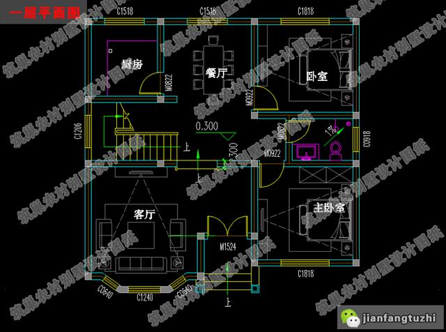 新款二層自建房設計圖紙，10×10米帶挑空客廳造價20萬