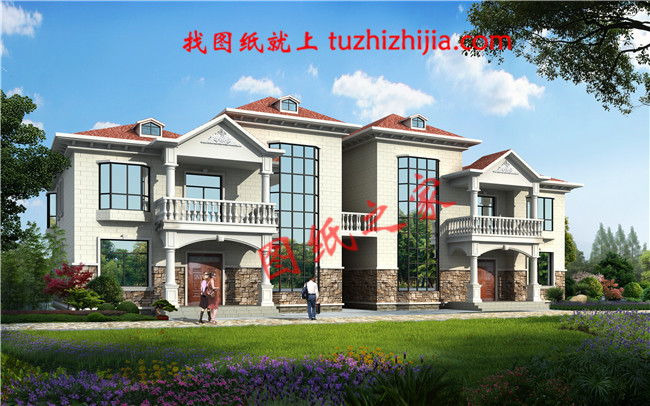 農(nóng)村二層半小別墅設(shè)計(jì)圖紙，客廳中空，圖紙為一戶的戶型