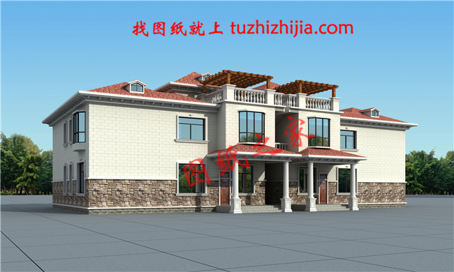 農(nóng)村二層半小別墅設(shè)計(jì)圖紙，客廳中空，圖紙為一戶的戶型