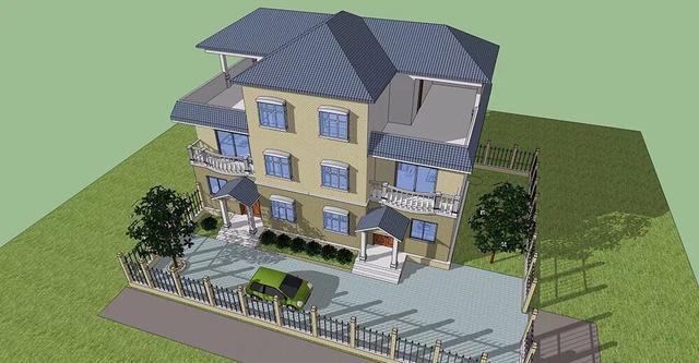 兩層半雙拼別墅設(shè)計(jì)圖，17x11.6米，適合家中兄弟二人建造