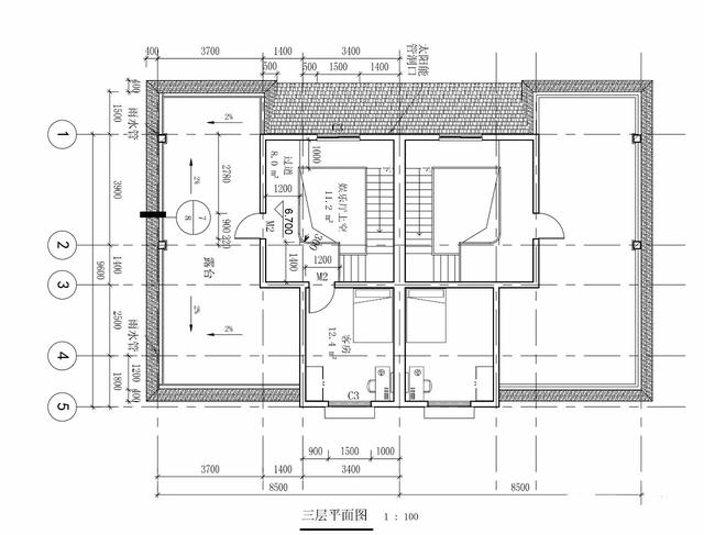 兩層半雙拼別墅設(shè)計(jì)圖，17x11.6米，適合家中兄弟二人建造