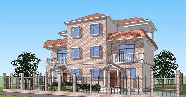 兩層半雙拼別墅設(shè)計(jì)圖，17x11.6米，適合家中兄弟二人建造