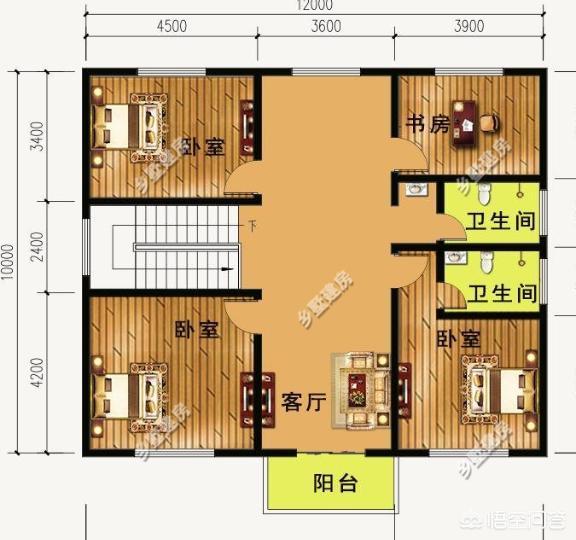 面寬12米，進(jìn)深10米的宅基地可以這樣建，推薦這款三層別墅設(shè)計(jì)圖