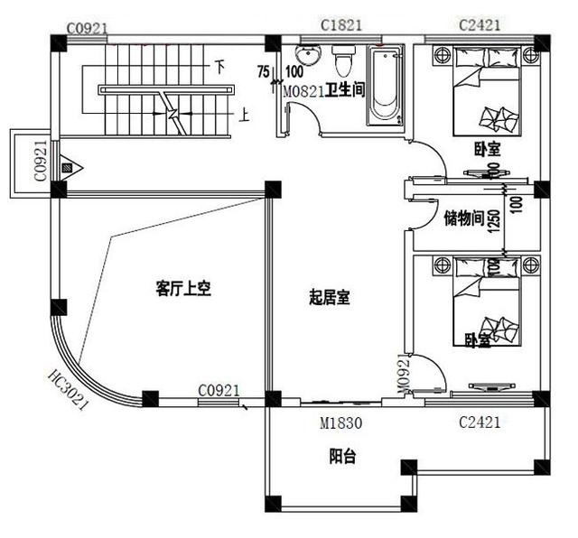 占地小巧的三層自建別墅設(shè)計(jì)圖，占地100平，開間8米，戶型很實(shí)用