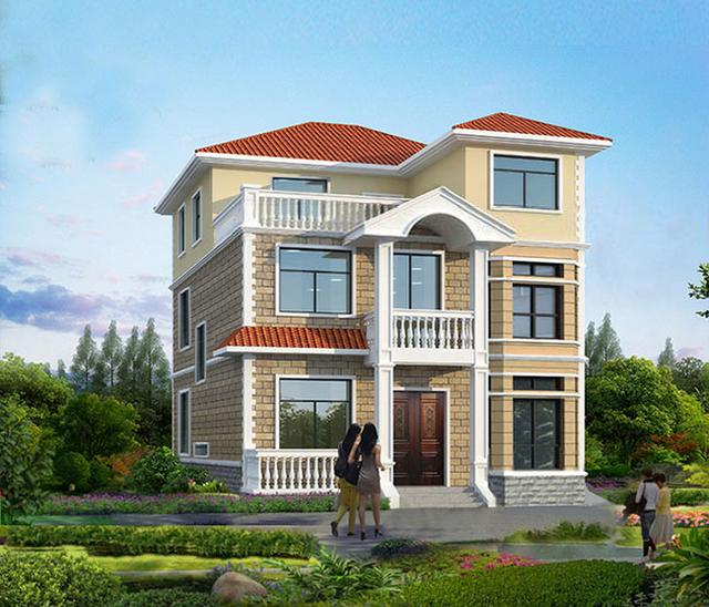 占地小巧的三層自建別墅設(shè)計(jì)圖，占地100平，開間8米，戶型很實(shí)用