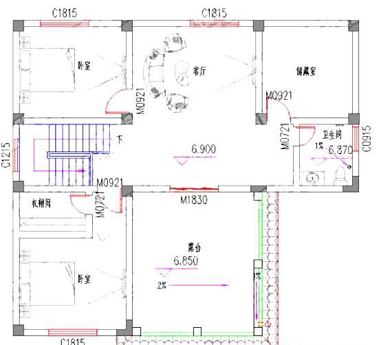 占地約140平方米三層美式農村自建房設計圖，室內布局充分考慮空間的實用性和舒適性