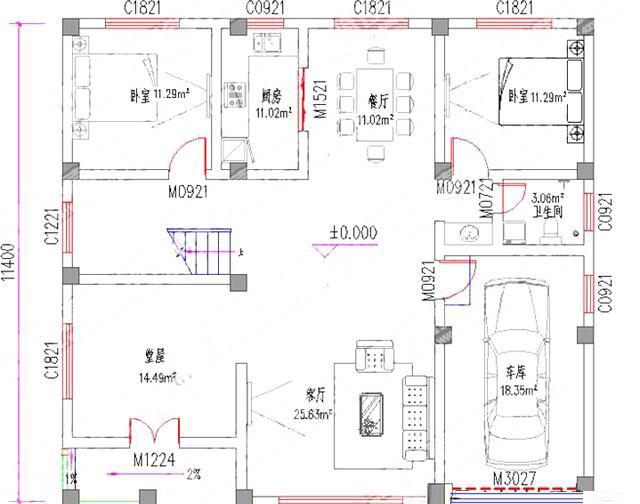 占地約140平方米三層美式農村自建房設計圖，室內布局充分考慮空間的實用性和舒適性
