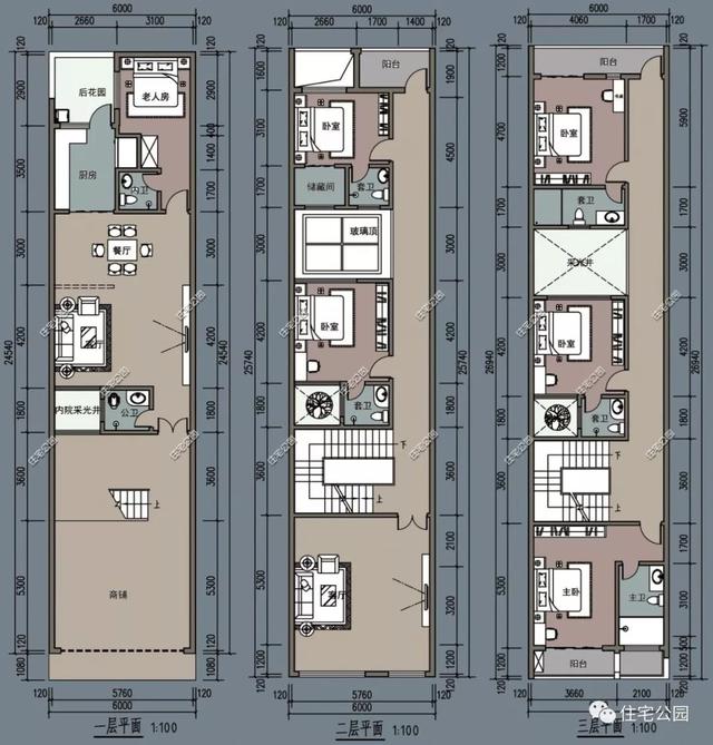 農村臨街帶商鋪自建房，6套帶門面別墅戶型設計圖