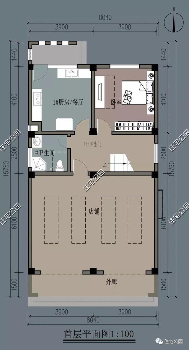 農村臨街帶商鋪自建房，6套帶門面別墅戶型設計圖