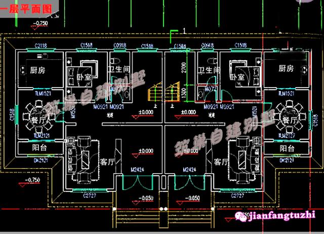三層對稱雙拼別墅設(shè)計圖，造價50萬，實用又好看，一起來看看！