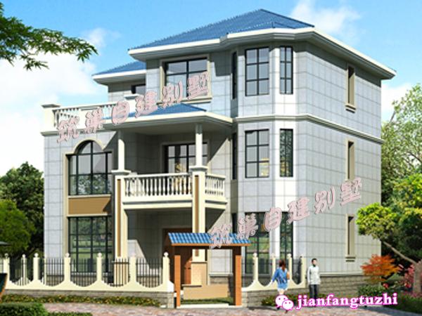 占地150㎡三層新農(nóng)村別墅設(shè)計圖，帶大露臺，高檔大氣，滿足農(nóng)村大家庭居住。