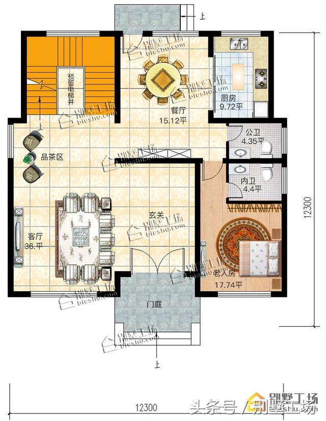 12.3x12.3三層簡歐別墅設(shè)計(jì)圖，帶電梯，豪華大氣，在農(nóng)村建一棟很有面子！