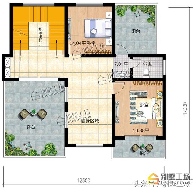 12.3x12.3三層簡歐別墅設(shè)計(jì)圖，帶電梯，豪華大氣，在農(nóng)村建一棟很有面子！