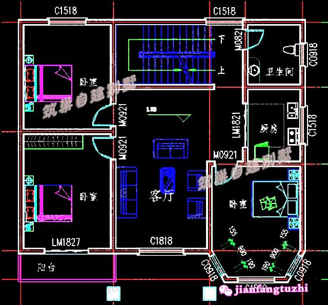 12x11米農(nóng)村磚混結(jié)構(gòu)三層別墅設(shè)計(jì)圖，戶型方正，空間利用率高，造價(jià)低。