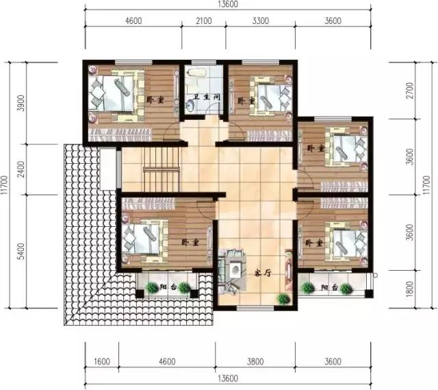 13.6×12.3米農(nóng)村二層自建房，帶飄窗，經(jīng)濟又美觀。