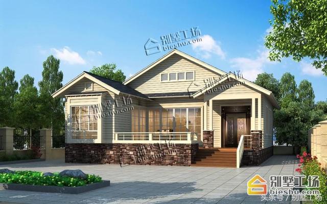 一層現(xiàn)代中式別墅設計圖，簡潔大方，經(jīng)濟實用，方便舒適。