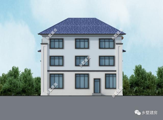 占地166平的三層新中式農(nóng)村別墅設計圖，堂屋涼亭，造價55萬左右