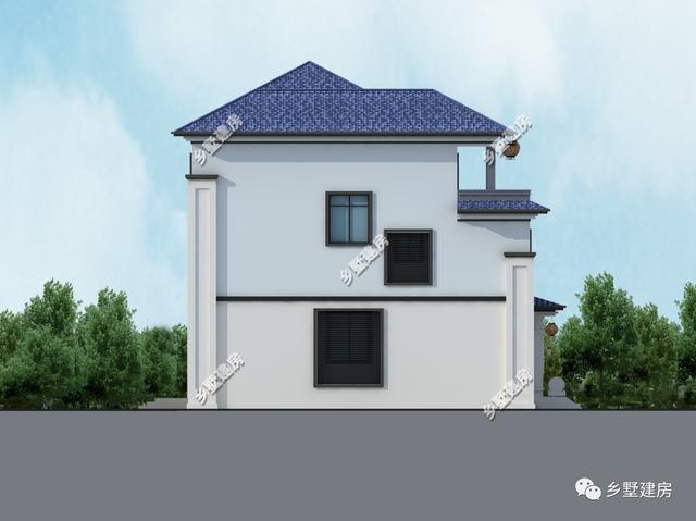 占地166平的三層新中式農(nóng)村別墅設計圖，堂屋涼亭，造價55萬左右