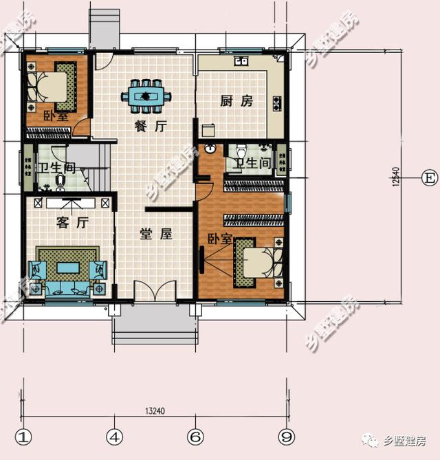 占地166平的三層新中式農(nóng)村別墅設計圖，堂屋涼亭，造價55萬左右