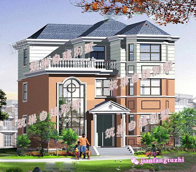 占地140平三層磚混結(jié)構(gòu)別墅設(shè)計圖，精致漂亮，（附別墅建成實拍外觀圖）