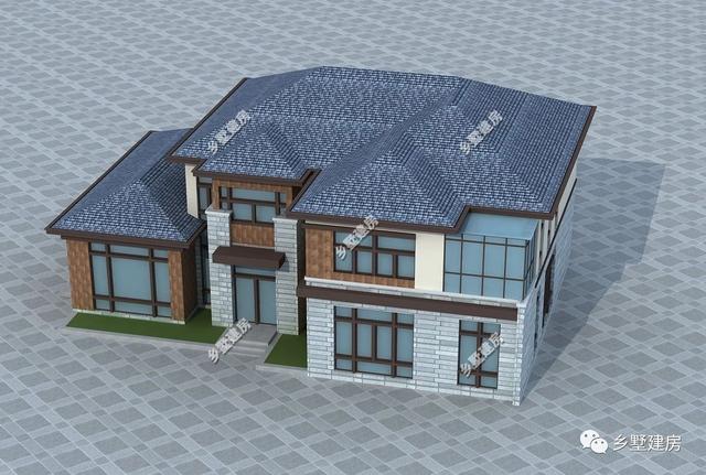 19x13米二層現(xiàn)代別墅設計圖，簡潔大方，帶挑空客廳+獨立式廚房，農村獨一無二