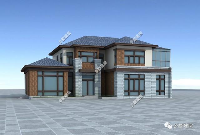 19x13米二層現(xiàn)代別墅設計圖，簡潔大方，帶挑空客廳+獨立式廚房，農村獨一無二