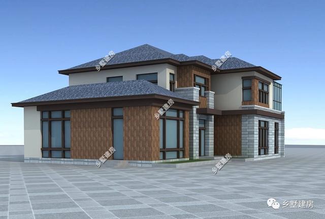 19x13米二層現(xiàn)代別墅設計圖，簡潔大方，帶挑空客廳+獨立式廚房，農村獨一無二