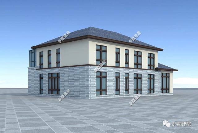 19x13米二層現(xiàn)代別墅設計圖，簡潔大方，帶挑空客廳+獨立式廚房，農村獨一無二