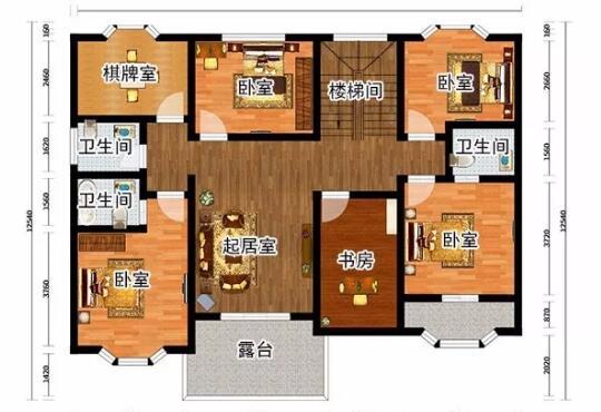 14.7米x10.3米農(nóng)村二層現(xiàn)代別墅設(shè)計(jì)圖，帶棋牌室，適合農(nóng)村自建！