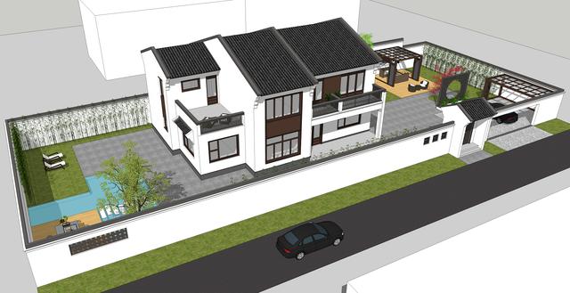 15.3米X11.5米二層新中式別墅設(shè)計圖，帶活動室和健身房，造價40萬，在家也能運動！