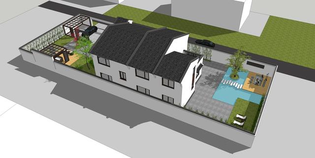 15.3米X11.5米二層新中式別墅設(shè)計圖，帶活動室和健身房，造價40萬，在家也能運動！