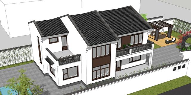15.3米X11.5米二層新中式別墅設(shè)計圖，帶活動室和健身房，造價40萬，在家也能運動！