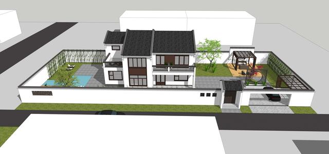 15.3米X11.5米二層新中式別墅設(shè)計圖，帶活動室和健身房，造價40萬，在家也能運動！