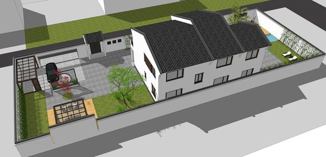 15.3米X11.5米二層新中式別墅設(shè)計圖，帶活動室和健身房，造價40萬，在家也能運動！