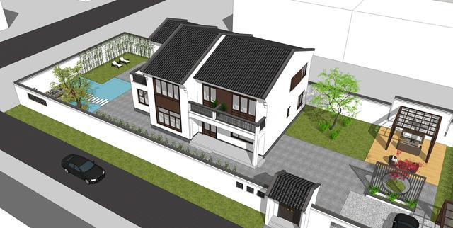 15.3米X11.5米二層新中式別墅設(shè)計圖，帶活動室和健身房，造價40萬，在家也能運動！