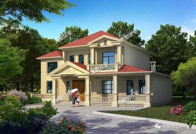 五款開(kāi)間15米的農(nóng)村歐式別墅設(shè)計(jì)圖，第三款帶陽(yáng)光房，第4款的造價(jià)最低，主體造價(jià)24萬(wàn)左右。