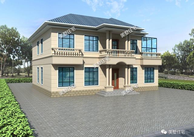 五款開(kāi)間15米的農(nóng)村歐式別墅設(shè)計(jì)圖，第三款帶陽(yáng)光房，第4款的造價(jià)最低，主體造價(jià)24萬(wàn)左右。