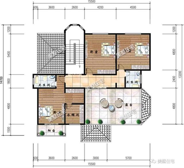 15.5X13.2米三層農(nóng)村別墅設(shè)計(jì)圖，8室3廳，帶車庫，布局也是很實(shí)用！