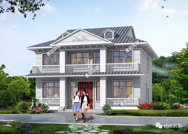 兩棟二層別墅設(shè)計圖，第一棟有車庫，第二棟8個臥室，適合農(nóng)村自建！