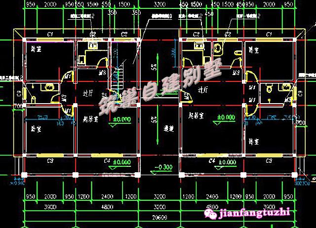 占地平方米的俄羅斯風格農(nóng)村二層雙拼別墅設(shè)計圖，布局設(shè)計合理。