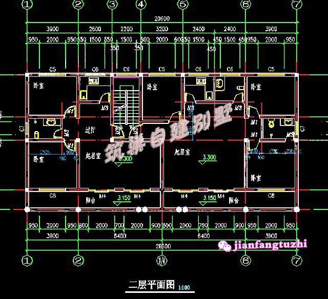 占地平方米的俄羅斯風格農(nóng)村二層雙拼別墅設(shè)計圖，布局設(shè)計合理。