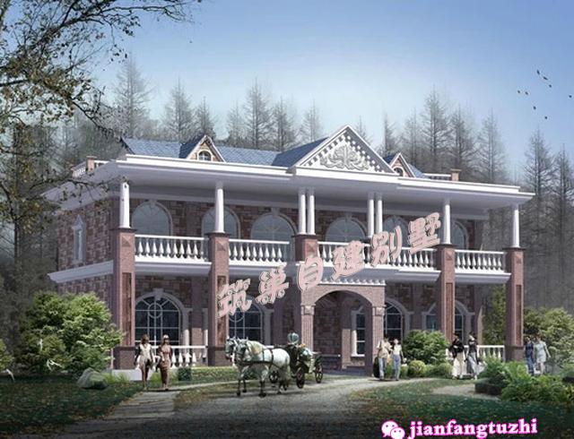 占地平方米的俄羅斯風格農(nóng)村二層雙拼別墅設(shè)計圖，布局設(shè)計合理。